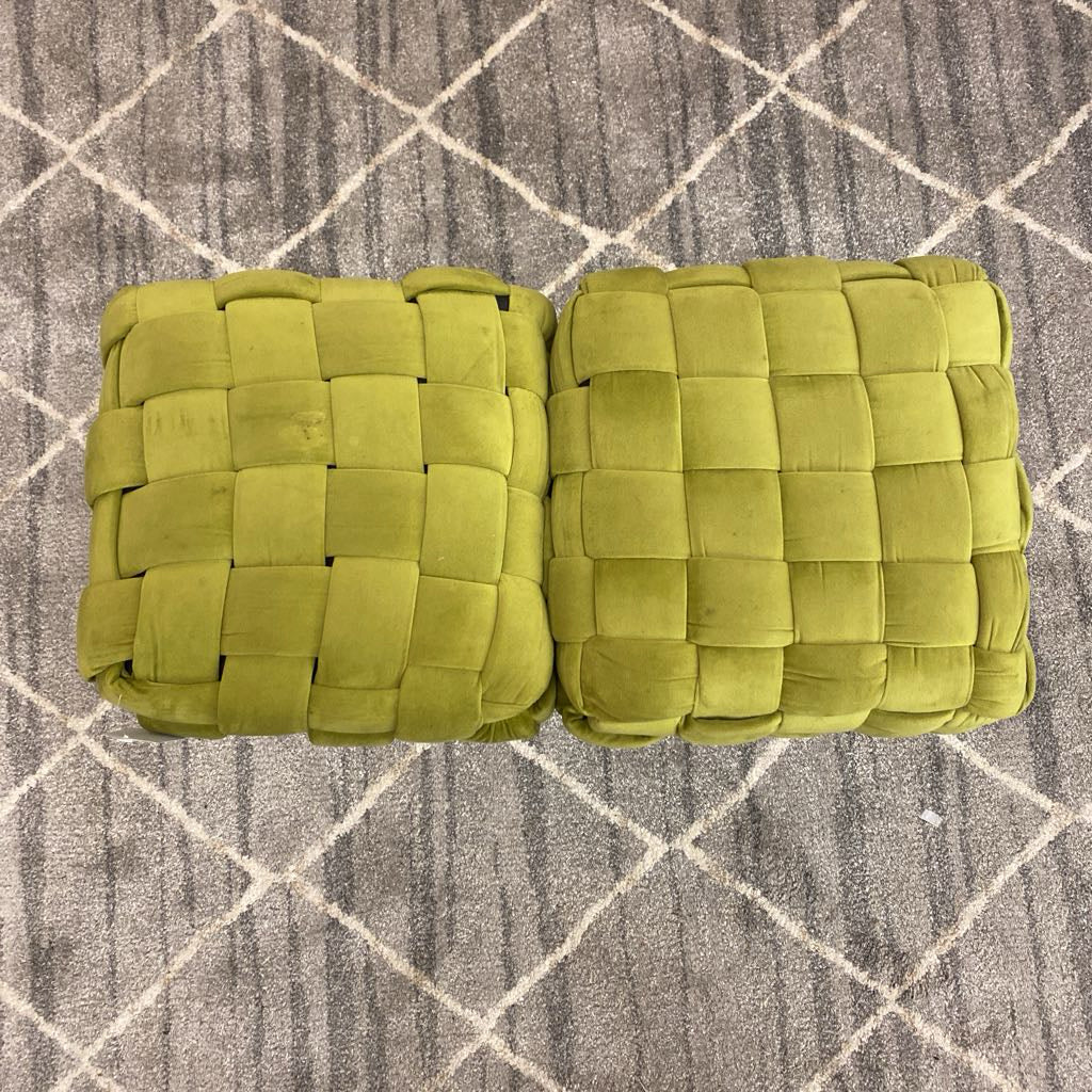 Lime Green Woven Velvet Brass Leg Bench C ACCENT BENCHES