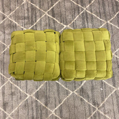 Lime Green Woven Velvet Brass Leg Bench C ACCENT BENCHES