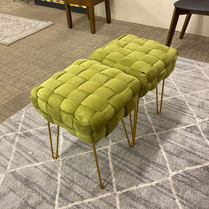 Lime Green Woven Velvet Brass Leg Bench C ACCENT BENCHES