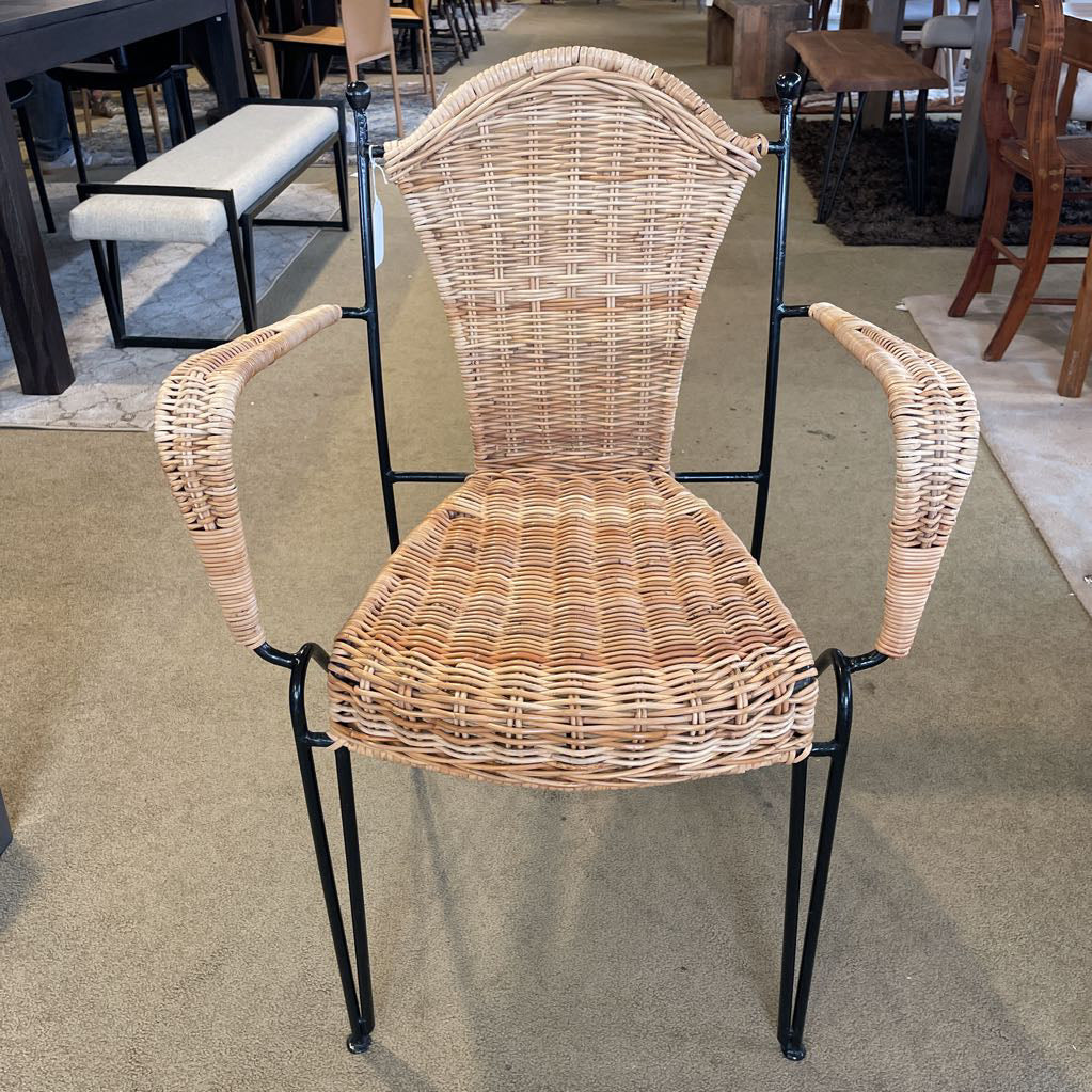 Black Wire Frame Hair Pin Leg Wicker Chair C DINING CHAIRS