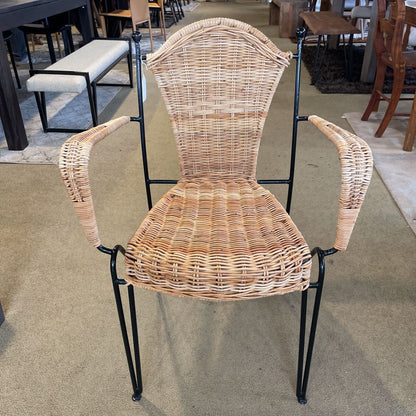 Black Wire Frame Hair Pin Leg Wicker Chair C DINING CHAIRS