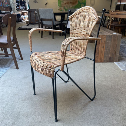Black Wire Frame Hair Pin Leg Wicker Chair C DINING CHAIRS