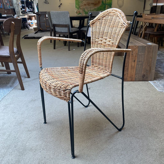 Black Wire Frame Hair Pin Leg Wicker Chair C DINING CHAIRS