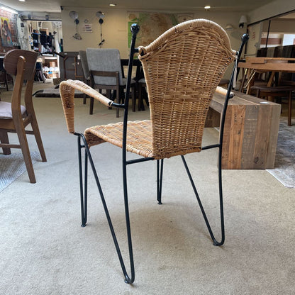 Black Wire Frame Hair Pin Leg Wicker Chair C DINING CHAIRS