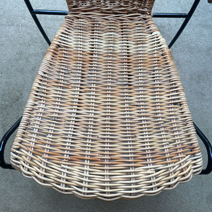 Black Wire Frame Hair Pin Leg Wicker Chair