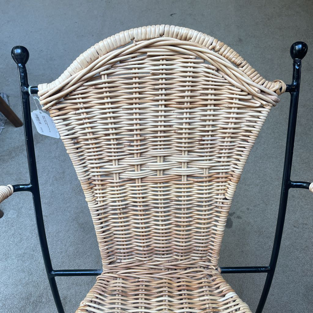 Black Wire Frame Hair Pin Leg Wicker Chair C DINING CHAIRS