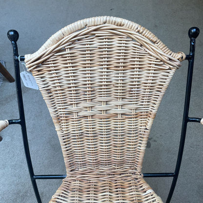 Black Wire Frame Hair Pin Leg Wicker Chair C DINING CHAIRS