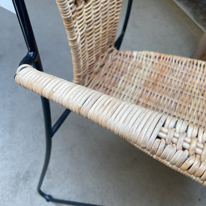 Black Wire Frame Hair Pin Leg Wicker Chair C DINING CHAIRS