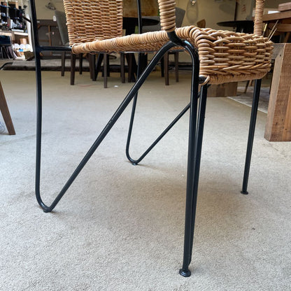 Black Wire Frame Hair Pin Leg Wicker Chair C DINING CHAIRS
