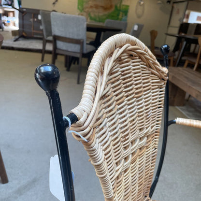 Black Wire Frame Hair Pin Leg Wicker Chair C DINING CHAIRS