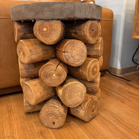 Rustic Link & Log Side Table