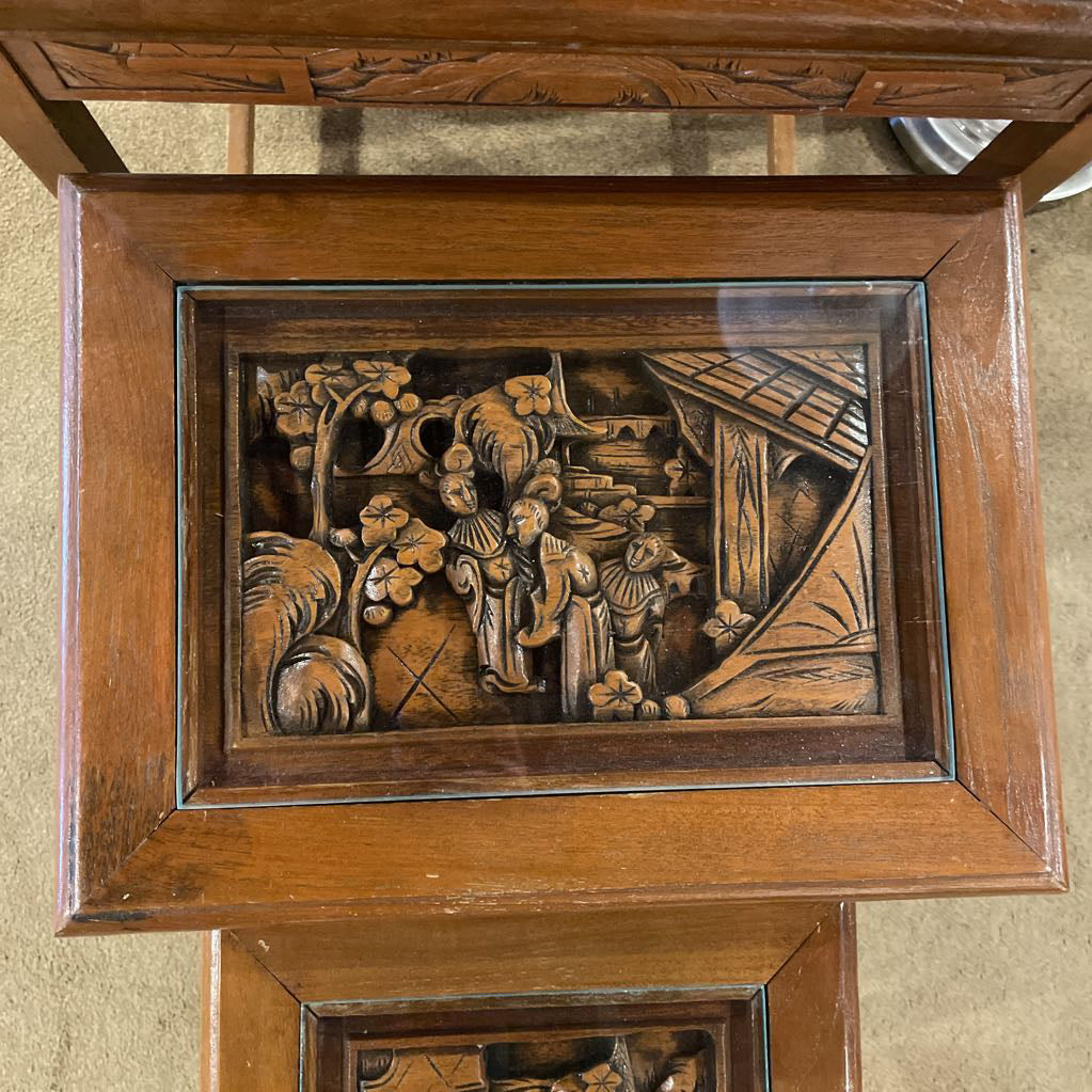 Carved Asian Nesting Tables Set of 4