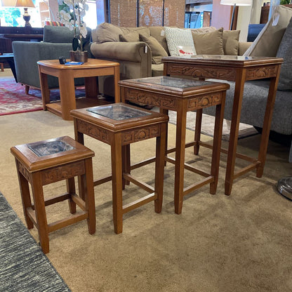 Carved Asian Nesting Tables Set of 4