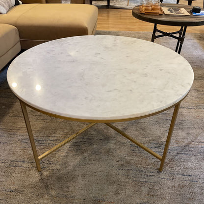 Round Marble Modern Coffee Table with Gold Legs C COFFEE TABLES