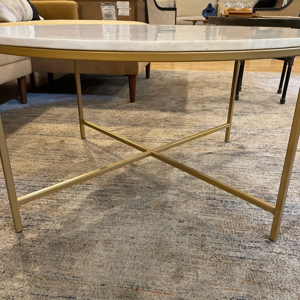 Round Marble Modern Coffee Table with Gold Legs C COFFEE TABLES