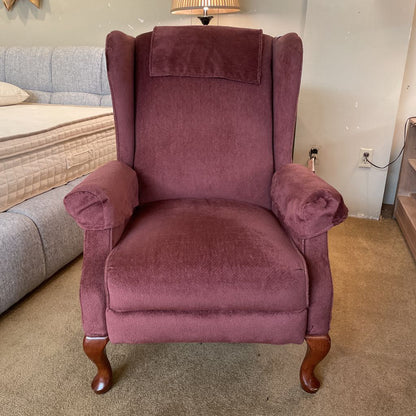 La Z Boy Mauve Velvet Reclining Chair