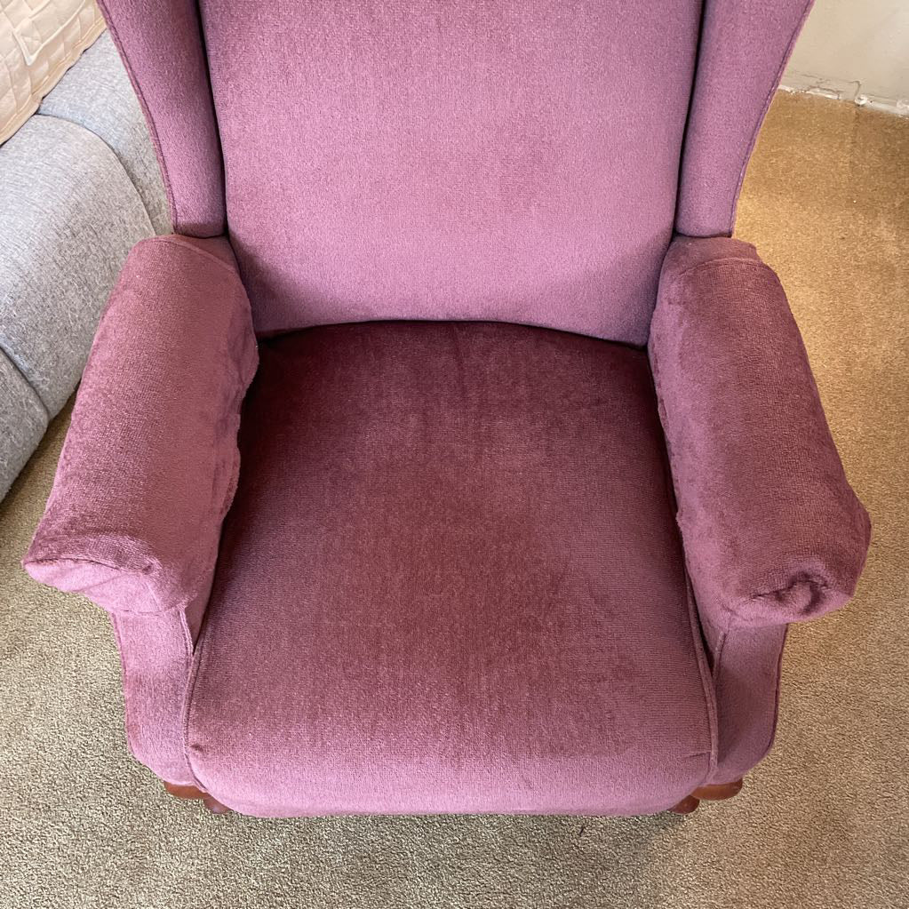 La Z Boy Mauve Velvet Reclining Chair