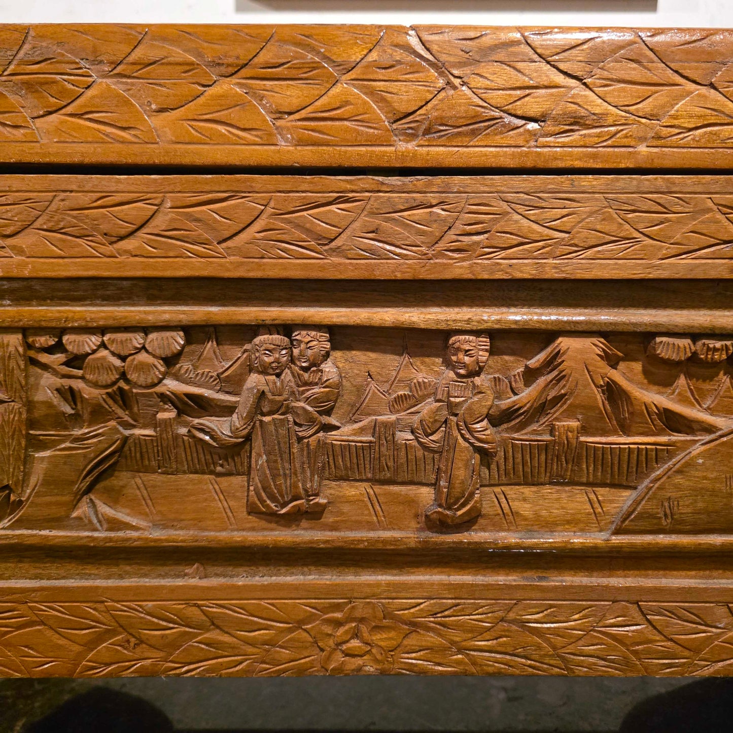 Asian Carved Wood Small Trunk