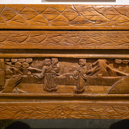 Asian Carved Wood Small Trunk