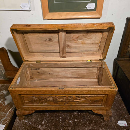 Asian Carved Wood Small Trunk