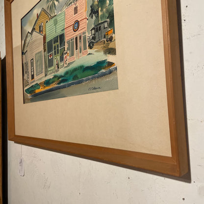 R. R. Coleman Watercolor of Store Fronts