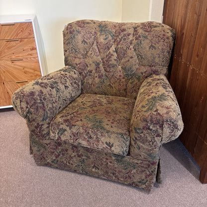 Dark Vintage Style Floral Plush Accent Chair U ACCENT CHAIRS