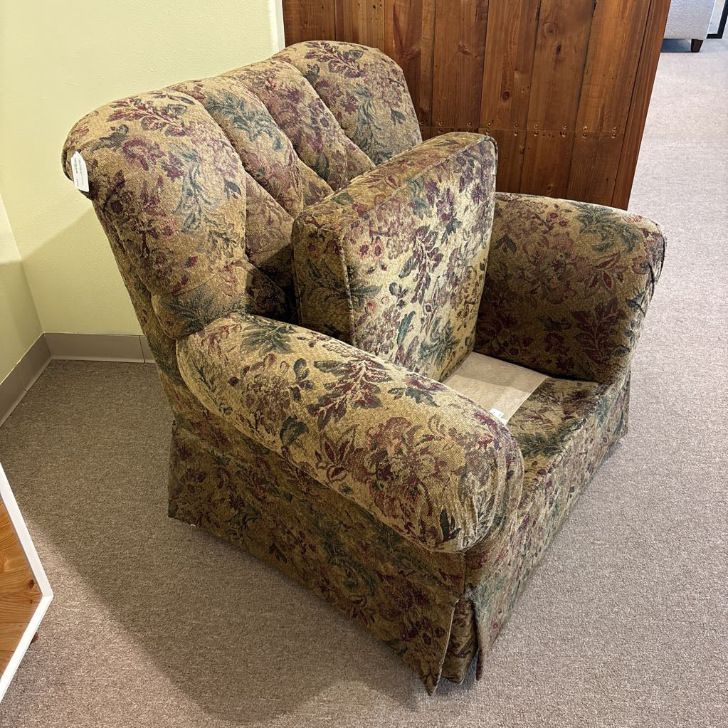 Dark Vintage Style Floral Plush Accent Chair