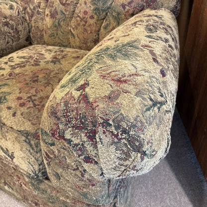 Dark Vintage Style Floral Plush Accent Chair