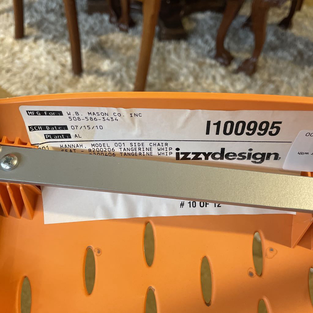 Orange Molded Plastic Chair with Grey Legs