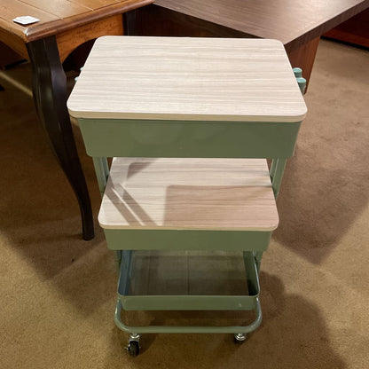 3 Tier Mint Green Rolling Storage Cart with Covers