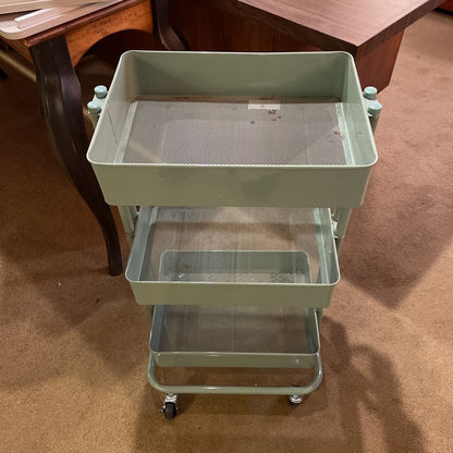 3 Tier Mint Green Rolling Storage Cart with Covers