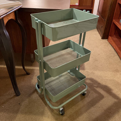 3 Tier Mint Green Rolling Storage Cart with Covers