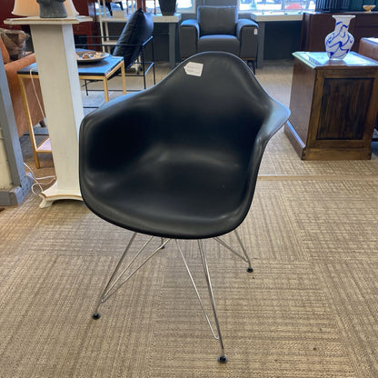Black Eames Style Molded Plastic Accent Chair