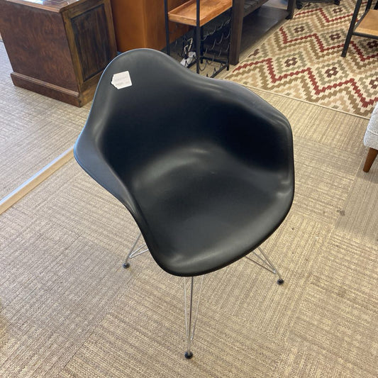 Black Eames Style Molded Plastic Accent Chair