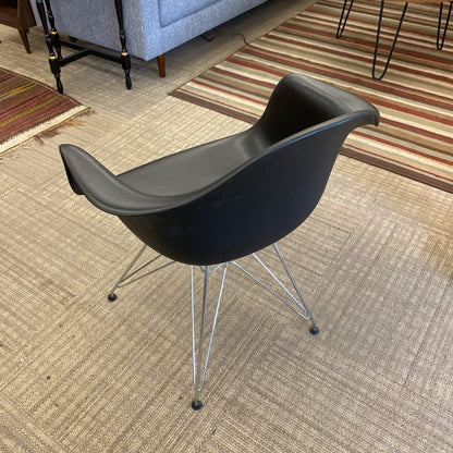 Black Eames Style Molded Plastic Accent Chair