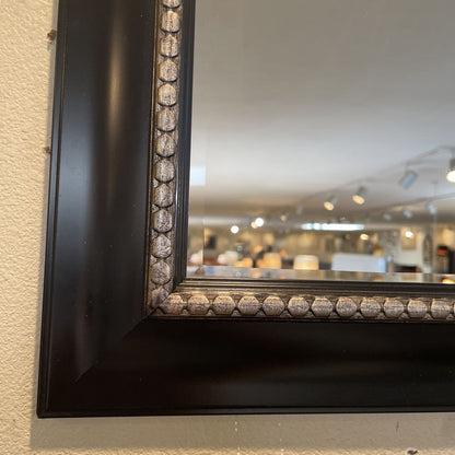 Large Black with Silver Braid Design Frame Mirror
