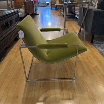 Apple Green Milo Baughman Style Lounge Chair