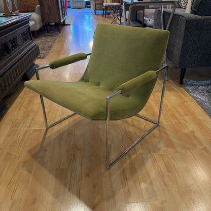 Apple Green Milo Baughman Style Lounge Chair