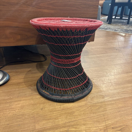 Nepalese Woven Stool – Handcrafted Colorful Rattan Accent Seat