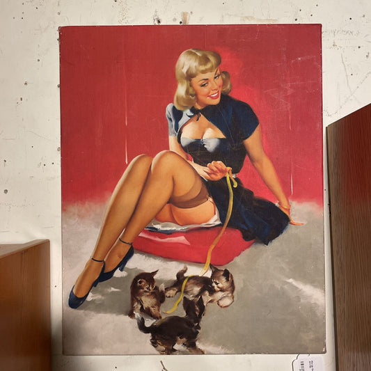 Pin-Up Gal with Kittens Canvas Art ART