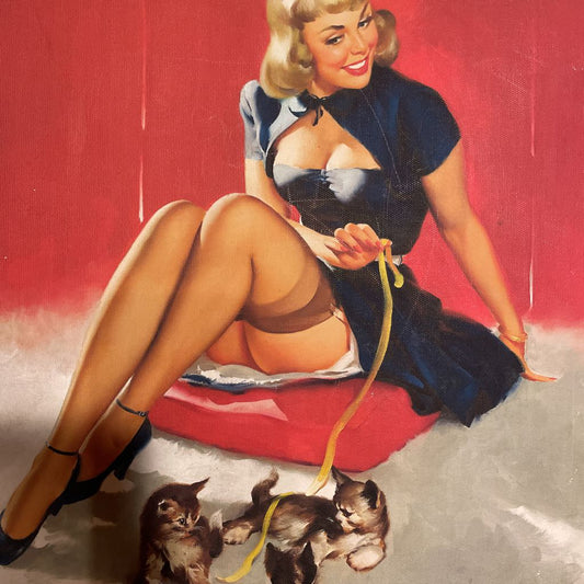 Pin-Up Gal with Kittens Canvas Art ART
