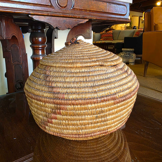 Old Native American/PNW(?) Basket with Braided Loop on Lid Lid