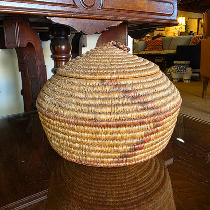 Old Native American/PNW(?) Basket with Braided Loop on Lid Lid
