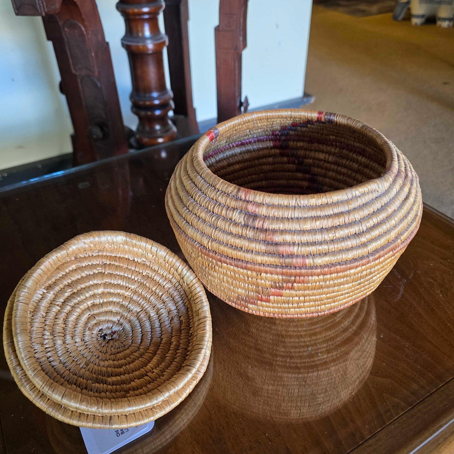 Old Native American/PNW(?) Basket with Braided Loop on Lid Lid