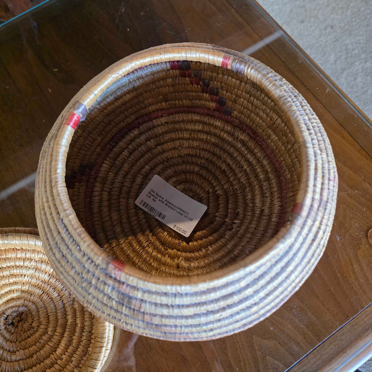Old Native American/PNW(?) Basket with Braided Loop on Lid Lid
