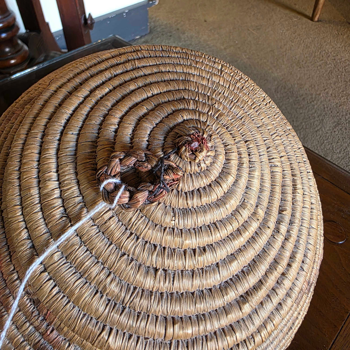 Old Native American/PNW(?) Basket with Braided Loop on Lid Lid