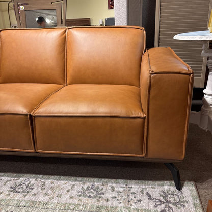 Mod Tan Leather Sofa
