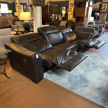 Brown Leather 3 Piece PWR Sofa U SOFAS