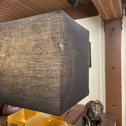 Jonathan Adler Puzzle Bronze Finish Table Lamp w Black Shade AS IS