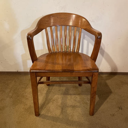 Oak Curved Slat Back Arm Chair